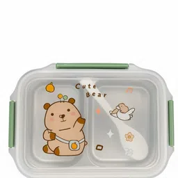 sipwip Dual Compartment Bento Stainless Steel Lunch Box with Spoon for Kids & Adults 3 Containers Lunch Box image 1