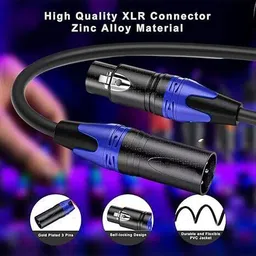 urban infotech Male to Female XLR Cable for Condenser Microphone Balanced 3 Pin Copper Coated Double Angled XLR Patch Cable image 2