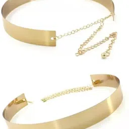 luxury leather Women Party, Casual, Evening Gold Synthetic Belt image 1