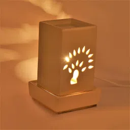 landslide Ceramic Square Shape Electric, Burner 8 Inch White, With 40watt Bulb Diffuser image 5