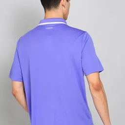 adidas Men Self Design Polo Neck Polyester Blue T-Shirt image 4