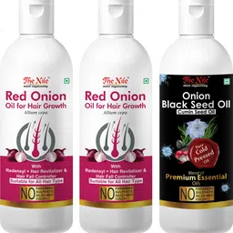 the nile Red Onion Oil with Redensyl + Hair Revitalizer, Hair Regrowth & Hair Fall Control Hair Oil 100 ML + Red Onion Oil with Redensyl + Hair Revitalizer, Hair Regrowth & Hair Fall Control Hair Oil 100 ML + Onion Black Seed Hair Oil Preventing Hair Loss & Promoting Hair Growth Oil 100 ML (Set of 3 Bottle 300 ML) Hair Oil-picture-17