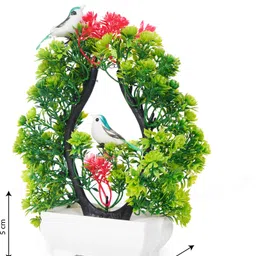 poka Artificial Flower With Bird & Light for Home, Room, Bedroom, Office & Weddings. Multicolor, Red Wild Flower Artificial Flower with Pot image 4