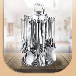 blluex Cutlery Set of 24 Spoons, Contains 6 Master Spoons ,6 Table Spoon ,6 Fork,6 Soup Stainless Steel Tea Spoon, Table Spoon, Sugar Spoon image 2
