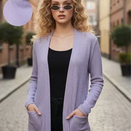 metronaut Women Straight Full Sleeve Purple Shrug-picture-27