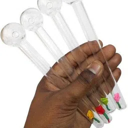hookah palace Glass Oil Burner Pipe 6 inch Transparent, (White) -Pack of 4 Borosilicate Glass Inside Fitting Hookah Mouth Tip-picture-25