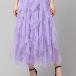 sukhharta Women Solid Flared Purple Skirt image 5