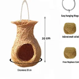 comfort Bird Nest Purely Hand Made with replace coir Bird House image 2