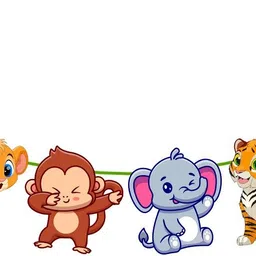 zyozi Birthday Party Supplie, Jungle Theme Character Bunting Banner,Jungle Adventure Birthday Party Decorations, Woodland Animal Happy Birthday Banner,Forest Friend Animal Party Supplies, For Boy, Girl Birthday Party Supplies(Set of 1) Banner-picture-16