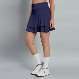 mehrang Women Solid Skorts Dark Blue Skirt image 3