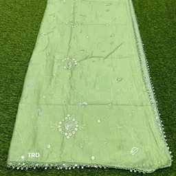 trd sales Cotton Silk Embellished Green Women Dupatta image 3