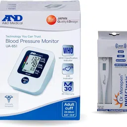 AND UA-651 Upper Arm Blood Pressure Monitor + Dr. Morepen MT-110 Digital Thermometer for Home Health Monitoring Bp Monitor-image-28