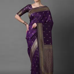Mitera Ethnic Motifs Zari Silk Blend Banarasi Saree image 1