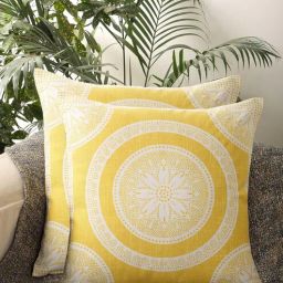 kushadri Yellow Cotton Floral 20x20 inches (Set of 2) Cushion Covers-picture-5