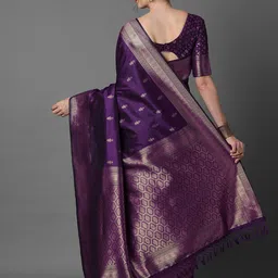 Mitera Ethnic Motifs Zari Silk Blend Banarasi Saree image 2