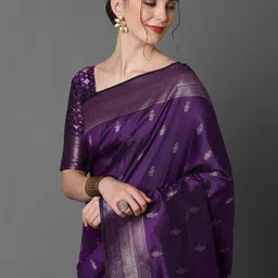 Mitera Ethnic Motifs Zari Silk Blend Banarasi Saree image 3