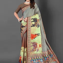 Mitera Ethnic Motifs Printed Bagru Saree-picture-39