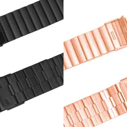 ACM WSM20H22BKRSG3436 Pack of 2 Watch Strap Adjustable Steel 22mm for Wings Urbana Smartwatch (Black/Rose Gold Pink) Smart Watch Strap image 2