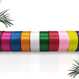 krk Multicolour Satin Ribbon Roll 1 inch wide 10 meters long (aprox) for DIY Craft Multicolor Satin Ribbon-picture-18