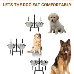 bowlfull buddies Adjustable Pets Bowl H-Base Stand with Stainless Steel Removable Bowls Stainless Steel Pet Bowl image 2