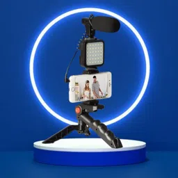 Clairbell Video Kit with(Tripod) LED Lights & Wireless Microphone For Vlogging/YouTubeY324 Tripod image 1