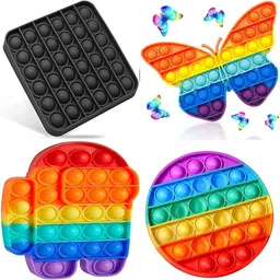 hiputi Rainbow pop it, Push pop Bubble Fidget Toy (4 Combo-picture-10