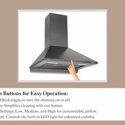 sujata SUJATA_ONYX - Black_60 Auto Clean Wall Mounted BLACK 1250 CMH Chimney image 5