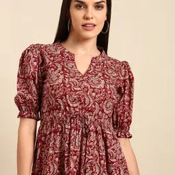 presha Women Fit and Flare Maroon Below Knee Dress image 4