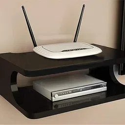 aximianstore Wooden WiFi Router Stand Wall Mount Shelf Holder Set Top Box Home Office Use Wooden Wall Shelf image 2