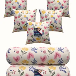 villagers Microfibre Bolster Pack of 7 Floral 5 Cushion and 2 Bolster-picture-10
