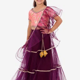 KID1 Girls Pink & Violet Ready to Wear Lehenga & Blouse With Dupatta-picture-37