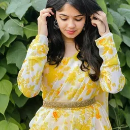 tisvara Printed Georgette Stitched Flared/A-line Gown image 4