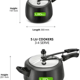 leo natura HANDI Cooker Hard Anodized Body Stainless Steel Inner Lid 3 L Induction Bottom Pressure Cooker image 5