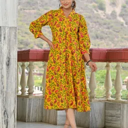 chaukas Women Floral Print Pure Cotton Straight Kurta-picture-14