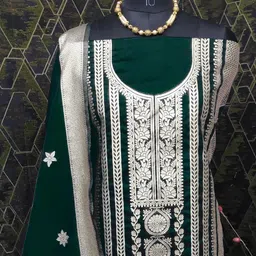 shree hari fab Unstitched Art Silk Kurta & Palazzo Material Embroidered image 2