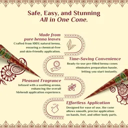 neeta Mehendi Cone 100% Natural Henna Based No Chemical Dye 4 Pc in Each (7 Box) Natural Mehendi image 3