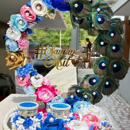 mridang Customize Engagement Ring platter with beautiful Floral work Wood Decorative Platter image 4