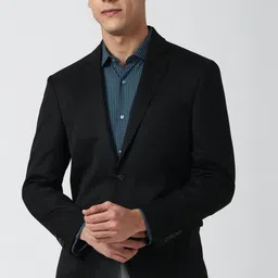peter england Men Solid Single Breasted Casual Blazer image 3