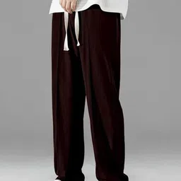 vansh fashion Men Loose Fit Maroon Linen Blend Trousers image 4