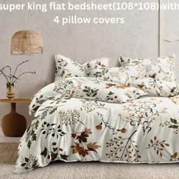 yutera 320 TC Cotton Super King Floral Flat Bedsheet-picture-23