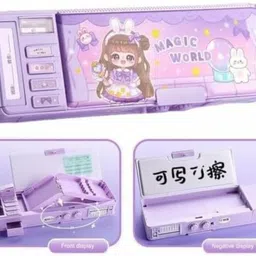 radhey preet Trendy Cute & Pretty Girl Print Multi Compartment Button Operated Password Protected Compass Box For Kids, Price For 1Pc | RP900 Art Plastic Pencil Box-picture-14