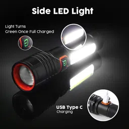 firstlike (ZOOMABLE LED METAL )5 Modes Flashlight, Super Bright Cree with COB Torch image 5