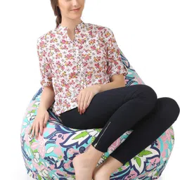 txor XXL Classic Cotton Canvas Floral Printed Teardrop Bean Bag With Bean Filling image 3