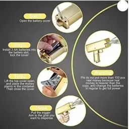 tinytales Cash Gun Golden (IND*66) Stress Reducer Anti-Anxiety Toy Money Gun (Gold) Money Gun image 3