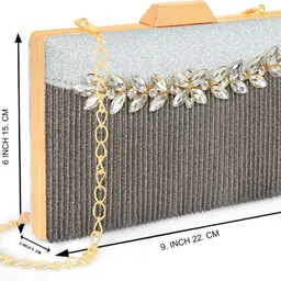 misha Casual, Party, Formal Silver Clutch image 4