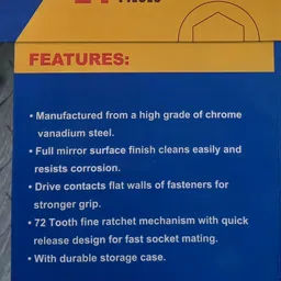 tata agrico 24 in 1 Combinational Ratchet Socket Set, Hand Tool Kit For Repairing Work Socket Set image 5