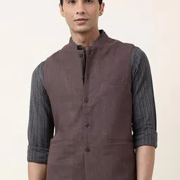 Fabindia Slim Fit Pure Cotton Woven Nehru Jacket-picture-23