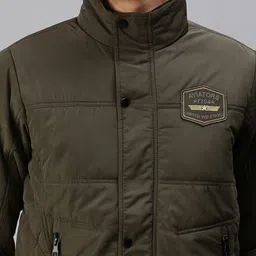 SHOWOFF Men Olive Green Camouflage Padded Jacket with Patchwork image 2