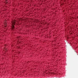 MINI KLUB Girls Self Design Spread Collar Lightweight Crop Tailored Jacket image 5