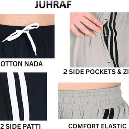 juhraf Men Solid, Striped Blue Track Pants image 4